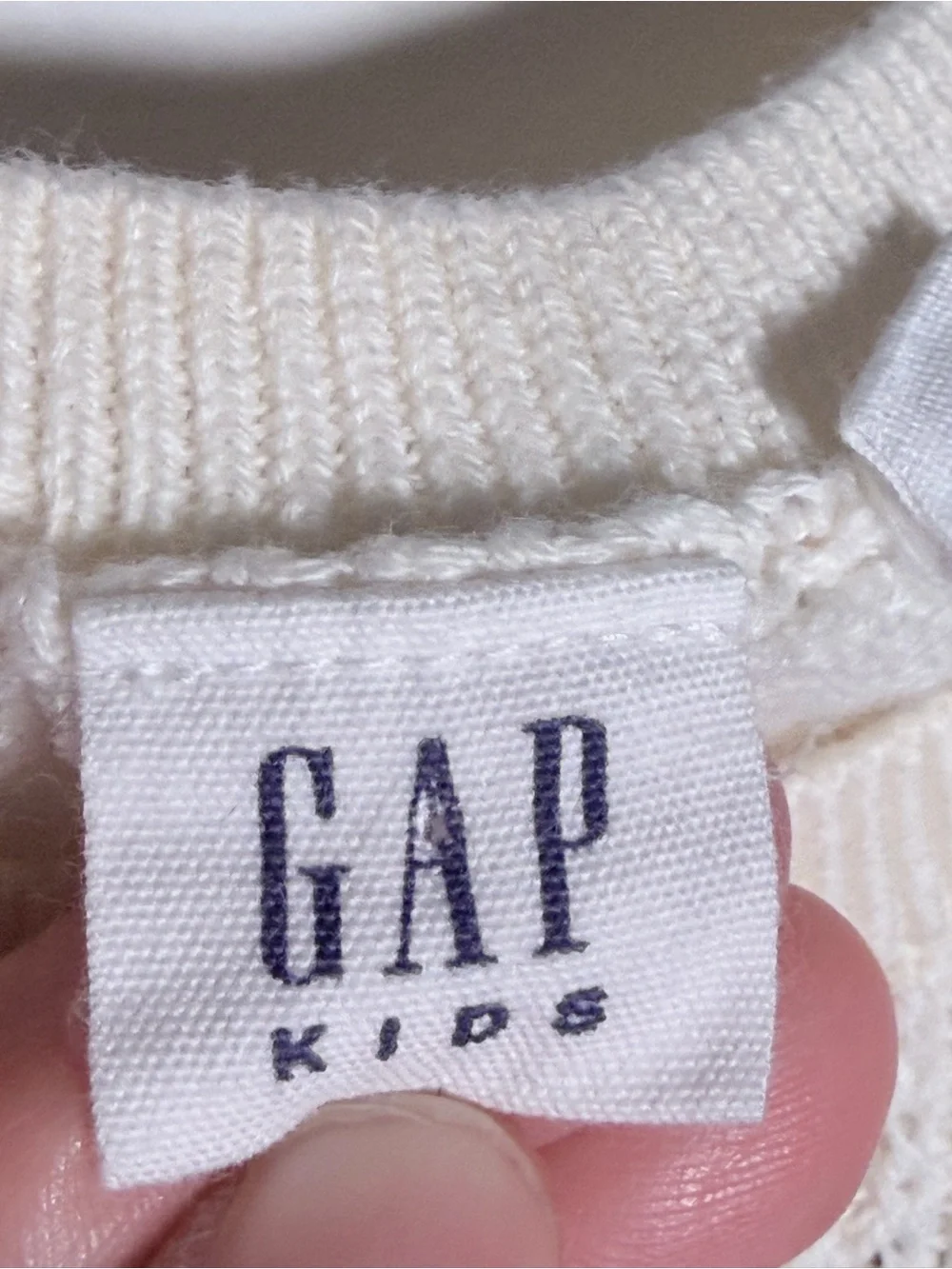 GAP Kids Cream Open-Knit Puff Sleeve Crew Sweater Large